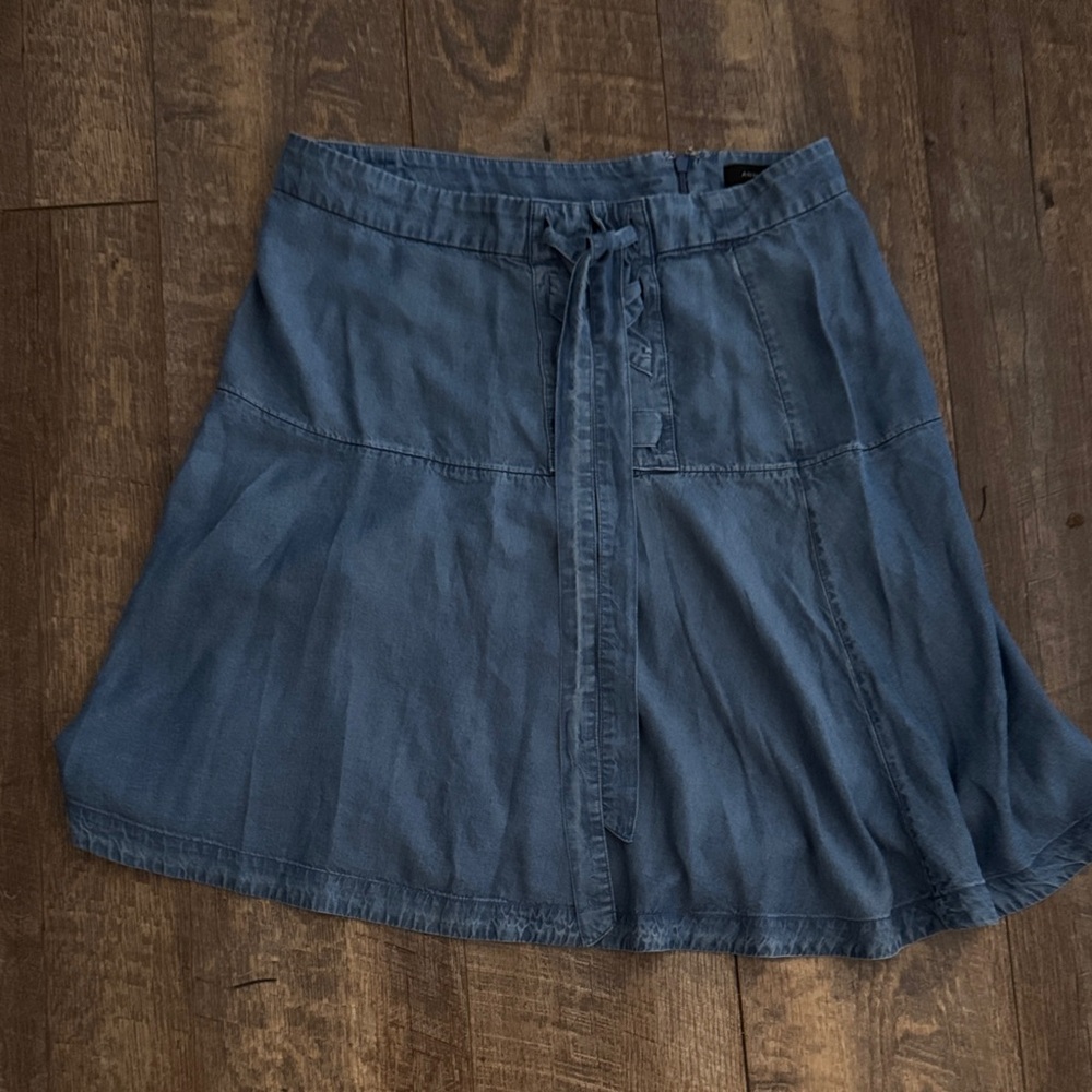 Ann Taylor Denim-Style A-Line Tie Waist Skirt in Blue
